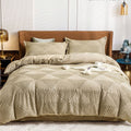 Tufted Textured Jacquard Quilt Cover Set- Beige - King Size