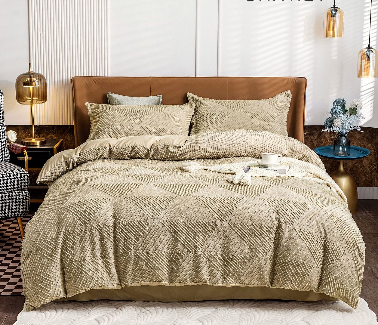 Tufted Textured Jacquard Quilt Cover Set - Queen Size-1