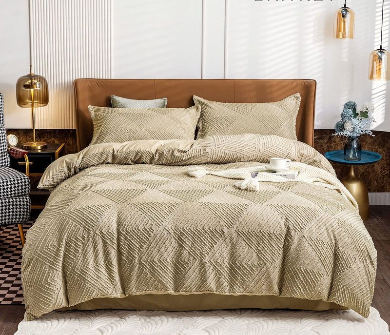 Tufted Textured Jacquard Quilt Cover Set - Queen Size-1