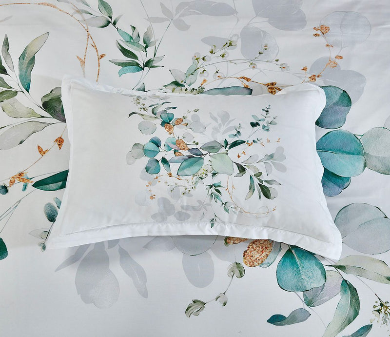 Zinya Quilt Cover Set - Super King Size with botanical print pillowcase and matching floral quilt cover design