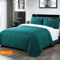 3 piece embossed comforter set king teal