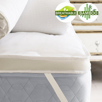 airmax bamboo mattress topper 1000gsm single with breathable bamboo fill and soft mesh sidewall paneling