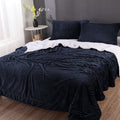 stripe flannel sherpa blanket king navy