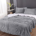 stripe flannel sherpa blanket king silver
