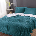 stripe flannel sherpa blanket queen teal