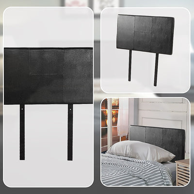 Single Size | Bed Headboard (Black) with stitched panels, designed for bedroom furniture by Bedzy, shown installed on bed