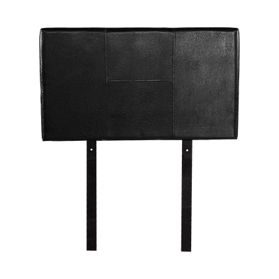 Single Size | Bed Headboard (Black) with a stitched black leather finish, designed for bedroom furniture by Bedzy.