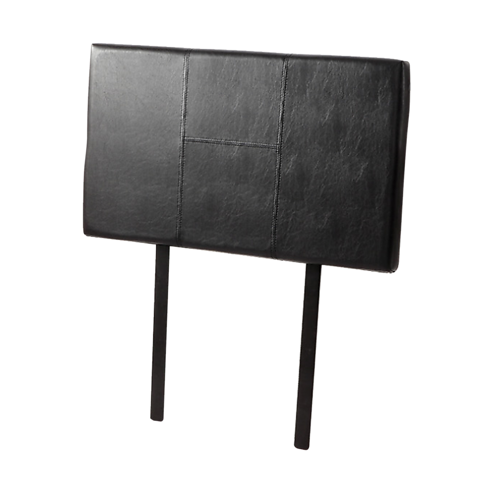 Single Size | Bed Headboard (Black) with stitched detail and metal legs, designed for bedroom furniture by Bedzy.
