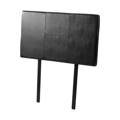 Single Size | Bed Headboard (Black) with stitched detail and metal legs, designed for bedroom furniture by Bedzy.