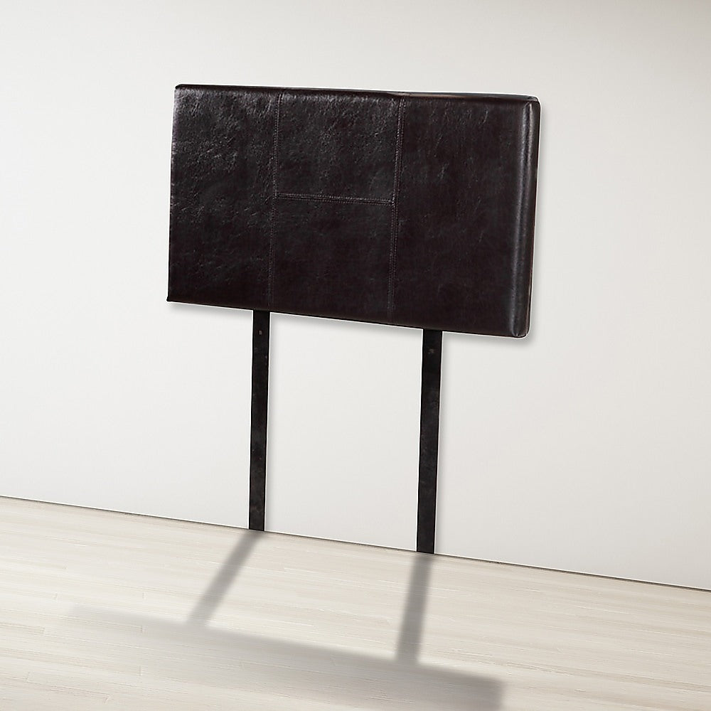 Single Size | Bed Headboard (Brown) with stitched detail and metal legs, designed for bedroom furniture by Bedzy