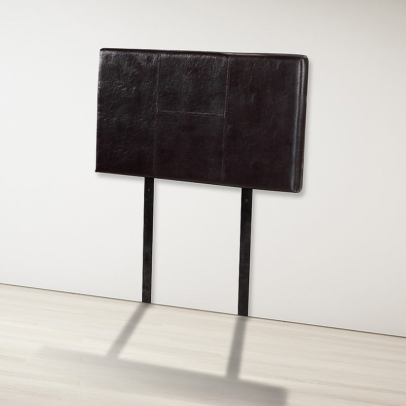 Single Size | Bed Headboard (Brown) with stitched detail and metal legs, designed for bedroom furniture by Bedzy