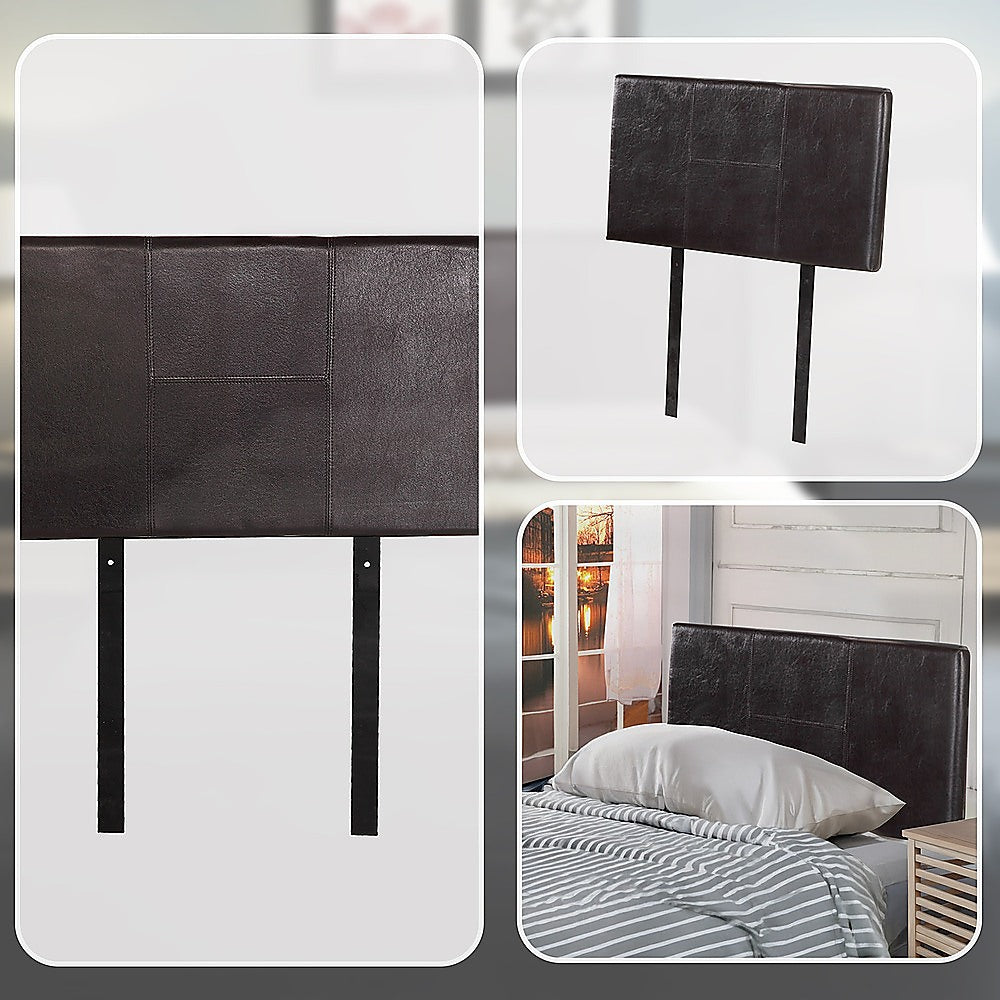 Single Size | Bed Headboard (Brown) with stitched upholstery, designed to enhance bedroom furniture by Bedzy.