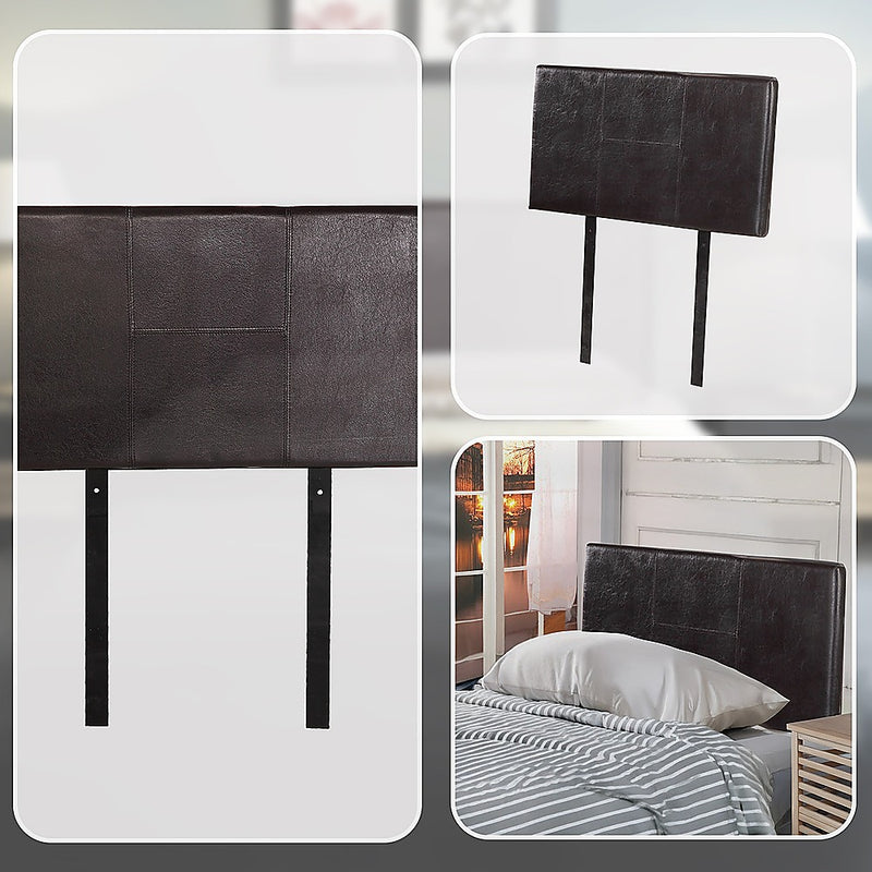 Single Size | Bed Headboard (Brown) with stitched upholstery, designed to enhance bedroom furniture by Bedzy.