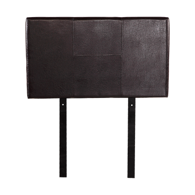 Single Size | Bed Headboard (Brown) with stitched leather-look upholstery and metal legs for stylish bedroom furniture by Bedzy