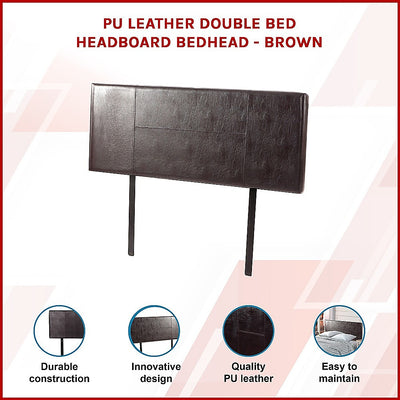 Double Size | PU Leather Bed Headboard Bedhead (Brown) with durable, easy-to-maintain PU leather and innovative design for bedroom furniture