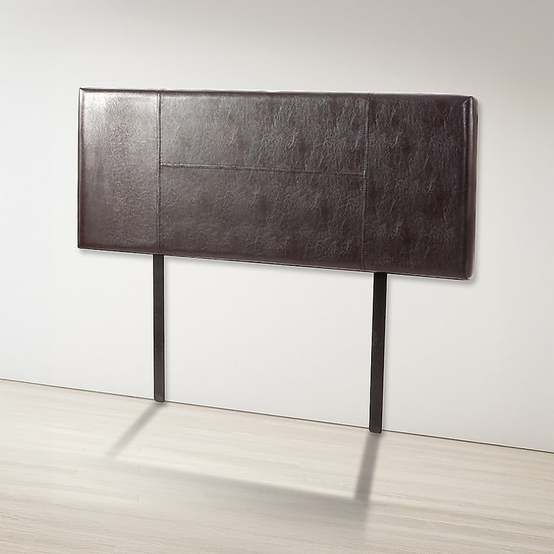 Double Size | PU Leather Bed Headboard Bedhead (Brown) with stitched design, for bedroom furniture and bedzy décor.