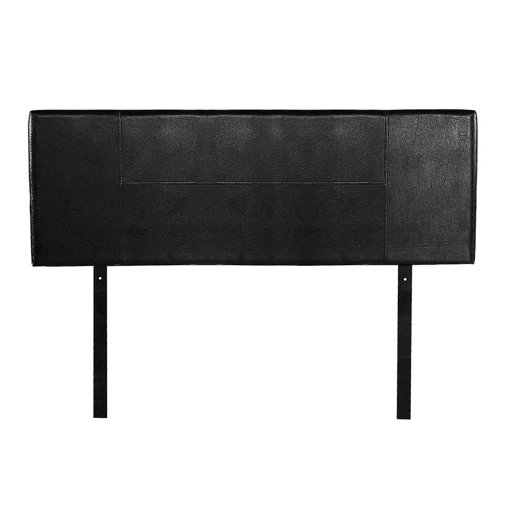Queen Size | PU Leather Bed Headboard Bedhead (Black) with designer stitching for modern bedroom furniture by Bedzy