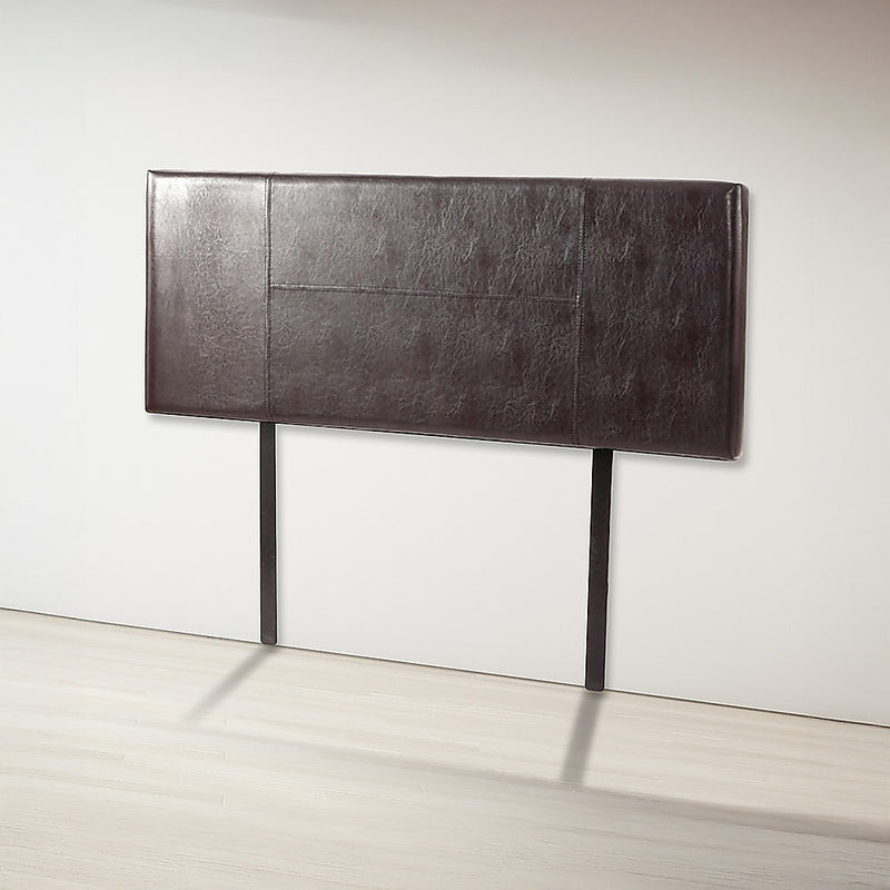 Queen Size | PU Leather Bed Headboard Bedhead (Brown) with stitched design, for bedroom furniture by Bedzy