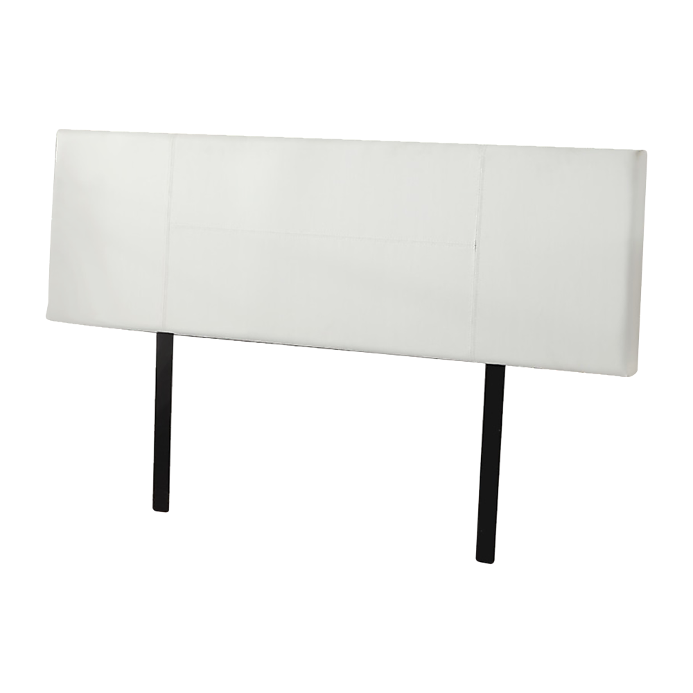 King Size | PU Leather Bed Headboard Bedhead (White) with stitched design and black mounting legs for bedroom furniture.