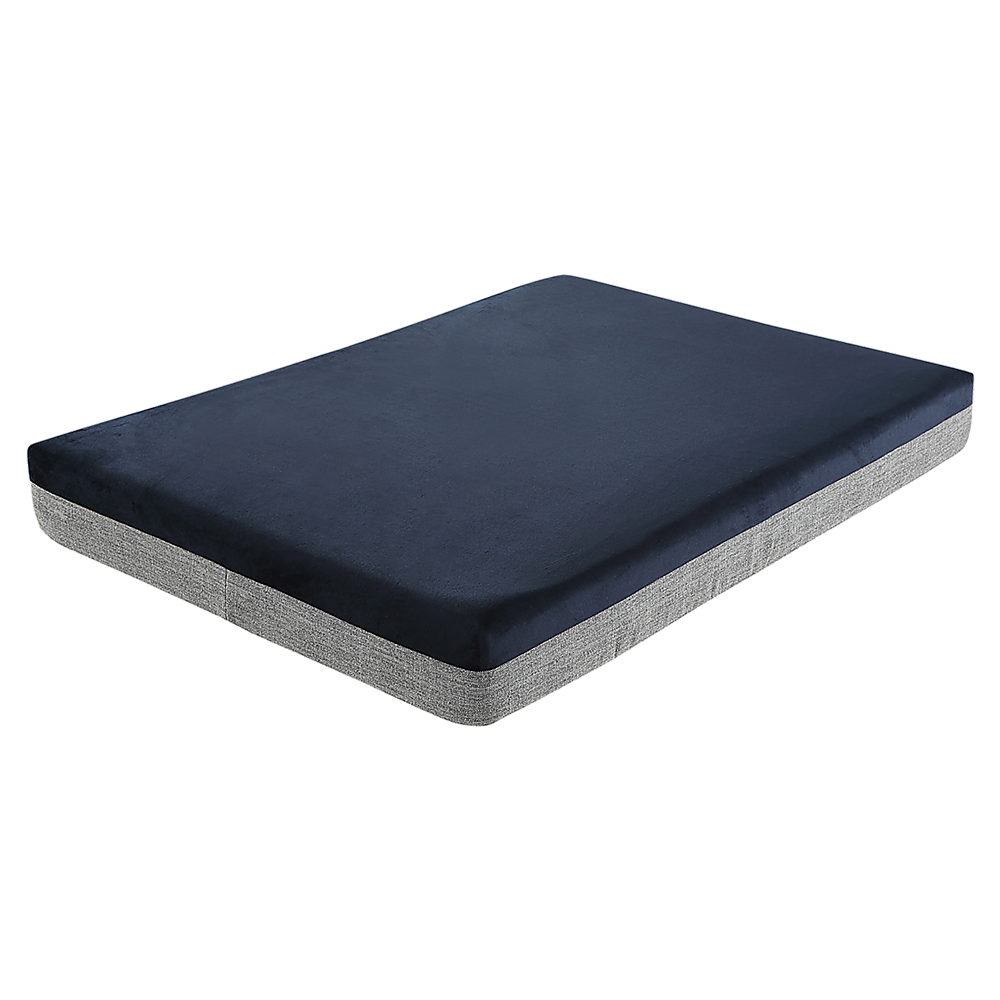 Memory Foam Dog Bed 12CM Thick Large Orthopedic Dog Pet Beds Waterproof Big with navy top and gray sides on white background