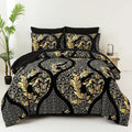 Regal Elegance Black and Gold 3 Pc Comforter & Pillow Cover Set KING