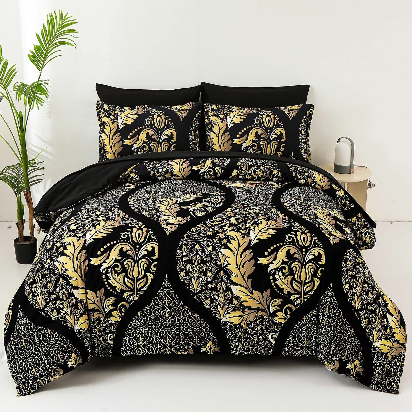 Regal Elegance Black and Gold 3 Pc Comforter & Pillow Cover Set KING-1