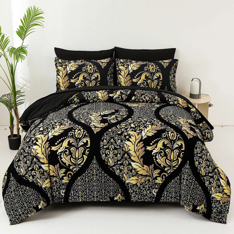 Regal Elegance Black and Gold 3 Pc Comforter & Pillow Cover Set KING-1