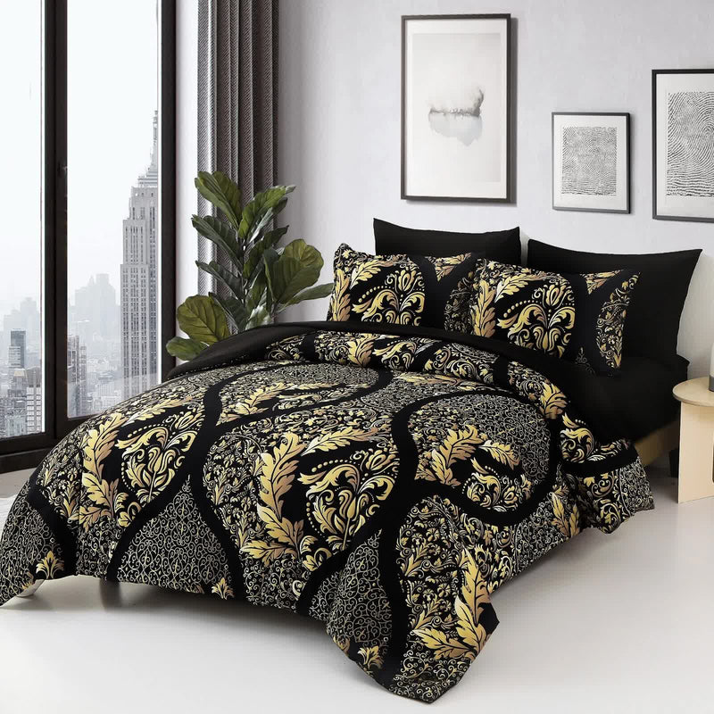 Regal Elegance Black and Gold 3 Pc Comforter & Pillow Cover Set KING-2