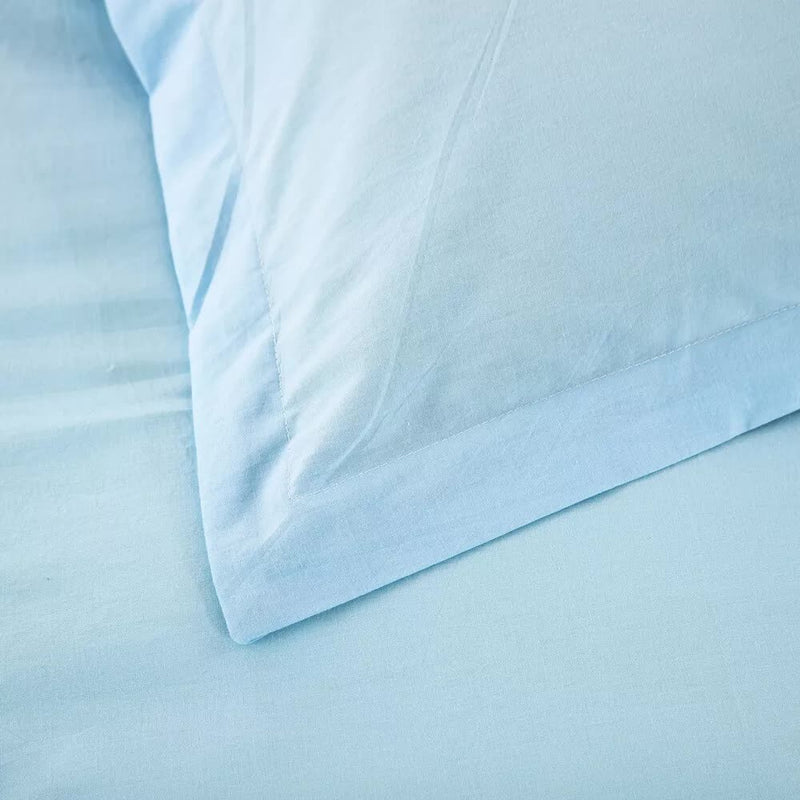 100% cotton Premium Doona Duvet Quilt Cover Set with Soft Pillowcases - Aqua-Double shown on bed with smooth fabric texture