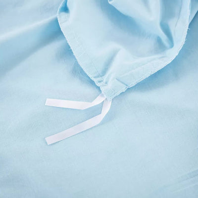 100% cotton Premium Doona Duvet Quilt Cover Set with Soft Pillowcases - Aqua-Double showing corner tie detail on light blue fabric