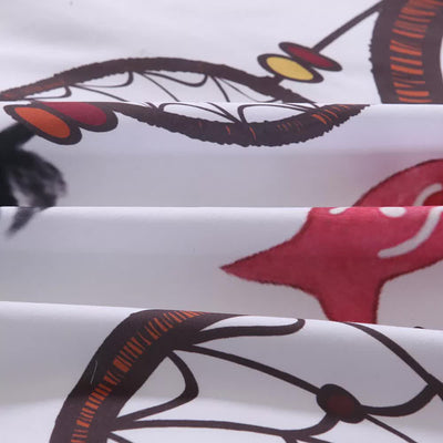 Close-up of fabric details on Dream catcher Printed Duvet Cover Set with Matching Pillowcases - white-Queen showing the print design and texture