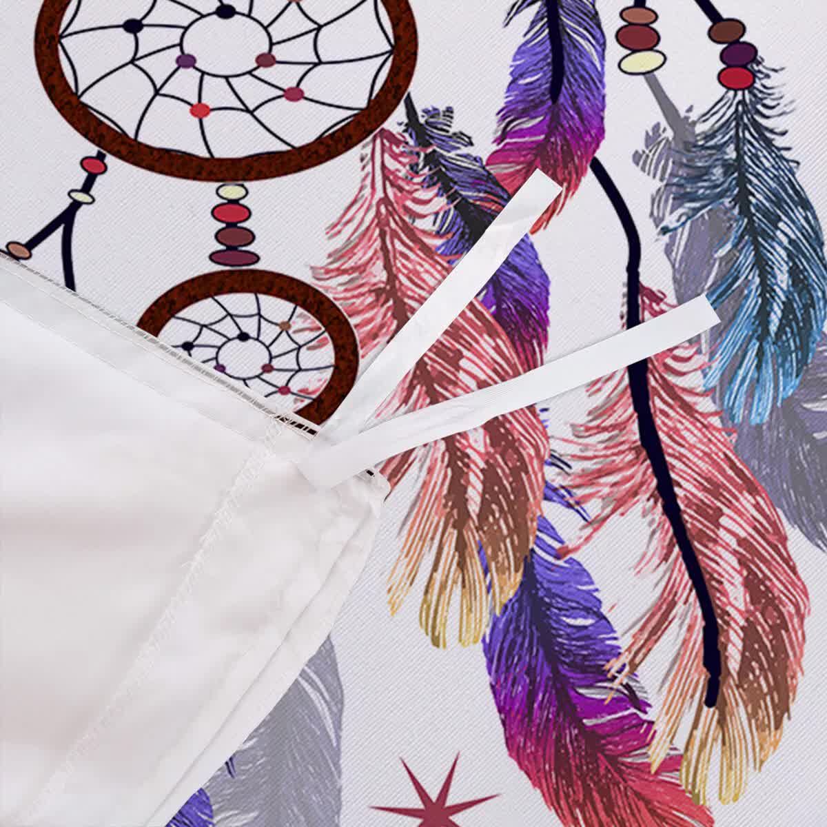 Dream catcher Printed Duvet Cover Set with Matching Pillowcases - white-Single showing fabric detail and tie fastening on front and back sides