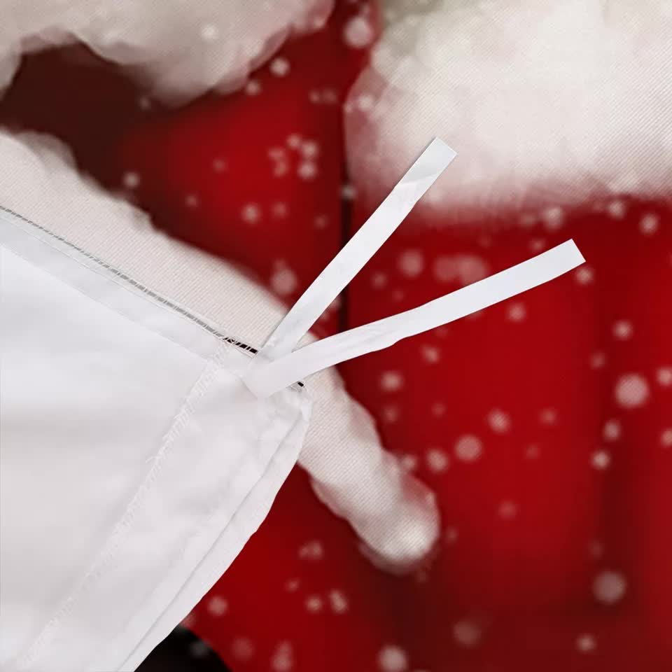 Close-up of corner ties on the Elegant Touch Solid Color Duvet Cover Set - Easy Care-Queen against festive background