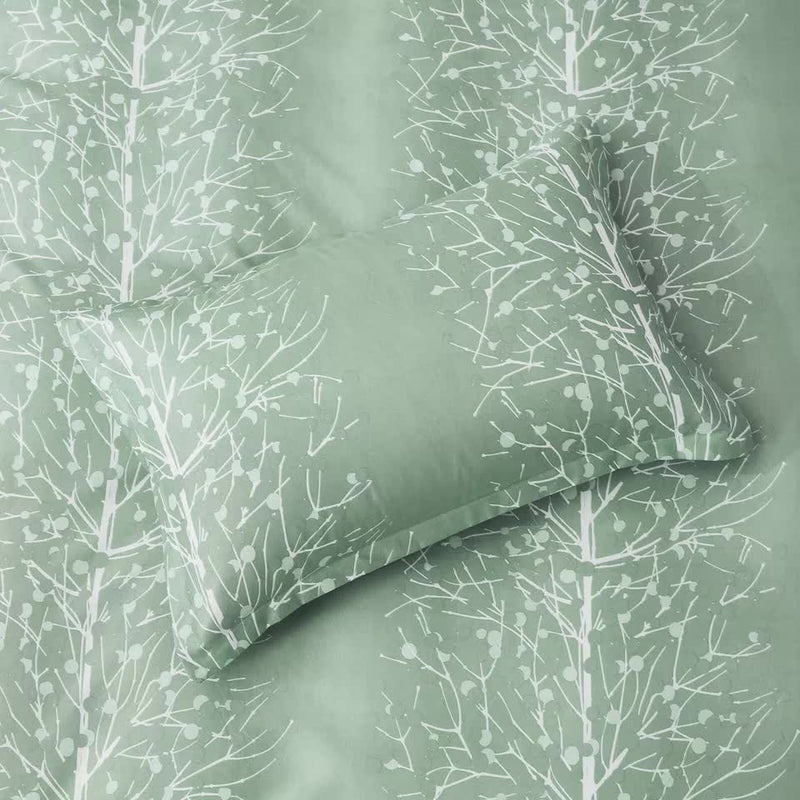 Artistic Vibes Abstract Duvet Cover Set - Easy Maintenance-King with green botanical pattern on pillow and duvet cover