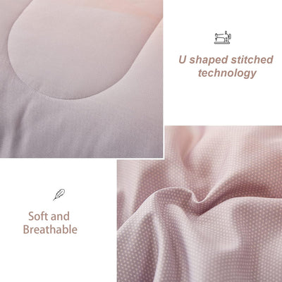 Girls Comforter Set, Queen Size, Ombre Blue Pink Rainbow 3-Piece Bedding Collection with soft breathable fabric and U-shaped stitching