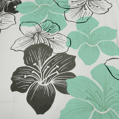 Close-up of floral pattern on Floral Comforter Set, King Size, Green Floral 3-Piece Bedding, Lightweight Microfiber.