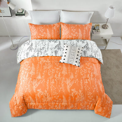Charming Autumn Warm oranage 3 Pc Comforter & Pillow Cover Set on bed with white decorative pillow in bedroom setting