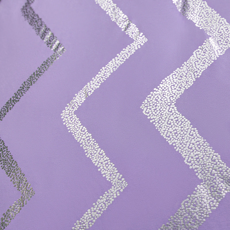 Soft Purple Comforter Set, King Size, Cozy 3-Piece Bedding with Pillowcases featuring textured silver zigzag pattern close-up