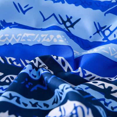 Nordic Calm stripes Blue 3‑Piece Comforter Set – Scandi Chic Vibes close-up of soft blue patterned bedding fabric