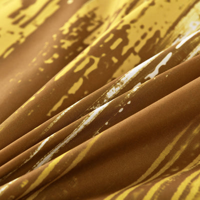 Close-up of golden-brown fabric pattern on Floral Stripes Comforter Set, King Size, Cozy 3-Piece Bedding with Pillowcases