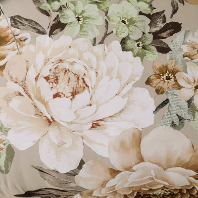 Close-up of floral pattern on Cozy Floral Comforter Set, King Size, Quilted Warm Bedding with Pillowcases by Bedzy