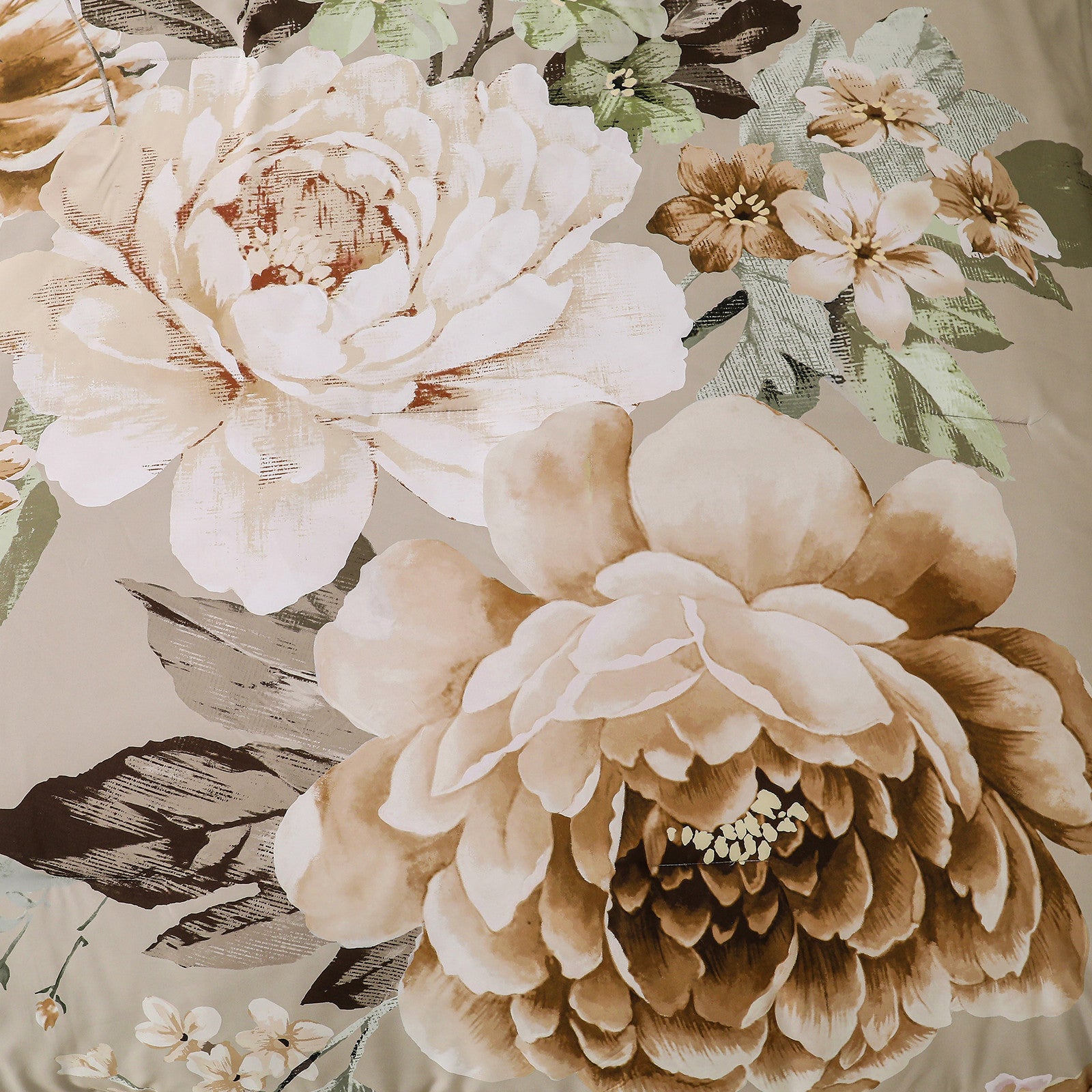 Close-up of soft floral pattern on Cozy Floral Comforter Set, King Size, Quilted Warm Bedding with Pillowcases.