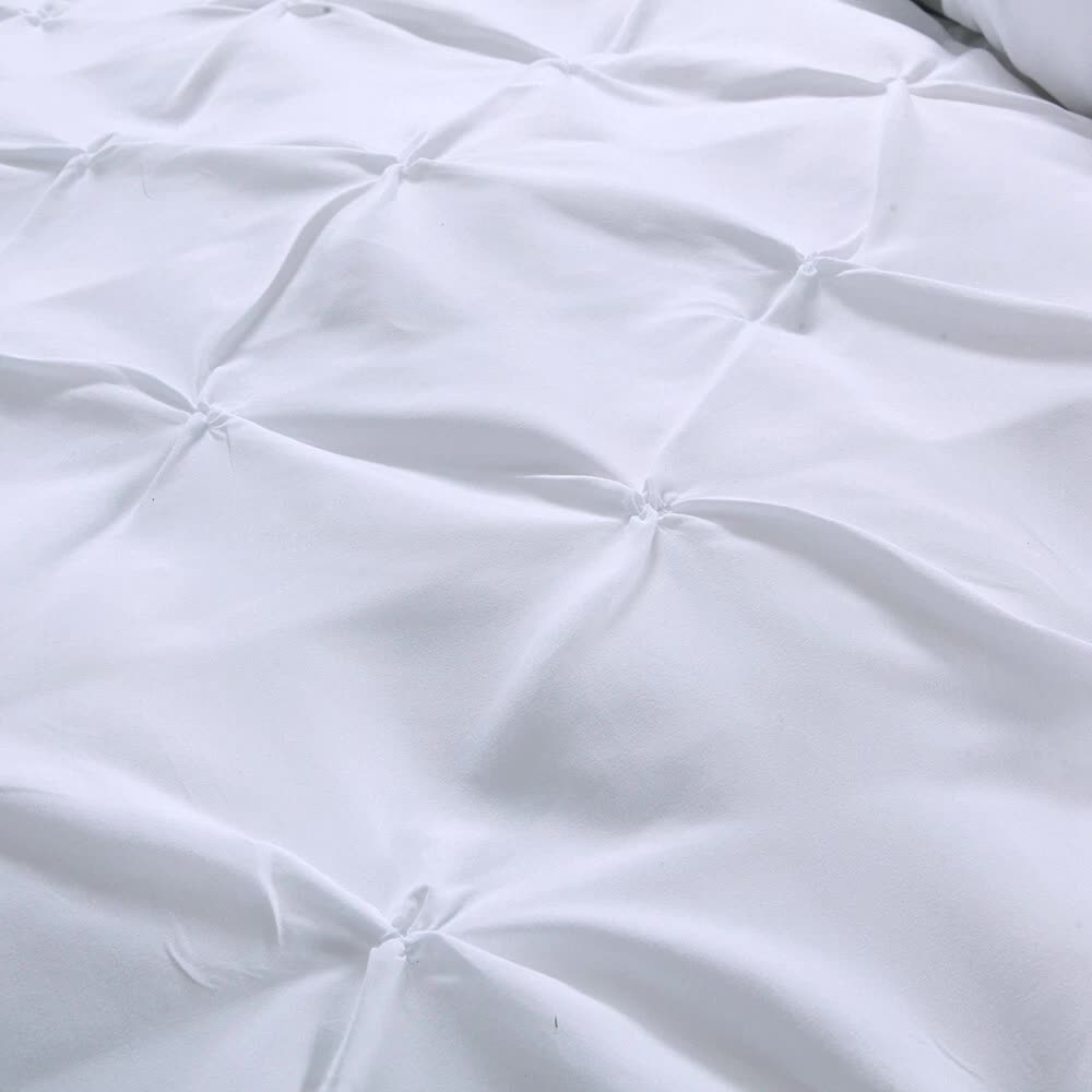 Minimal Mood white Comforter Collection – Modern 3‑Piece Set with soft textured stitching and smooth breathable fabric close-up view
