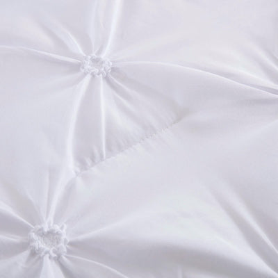 Minimal Mood white Comforter Collection – Modern 3‑Piece Set close-up showing soft quilting and tufted design detail on white fabric