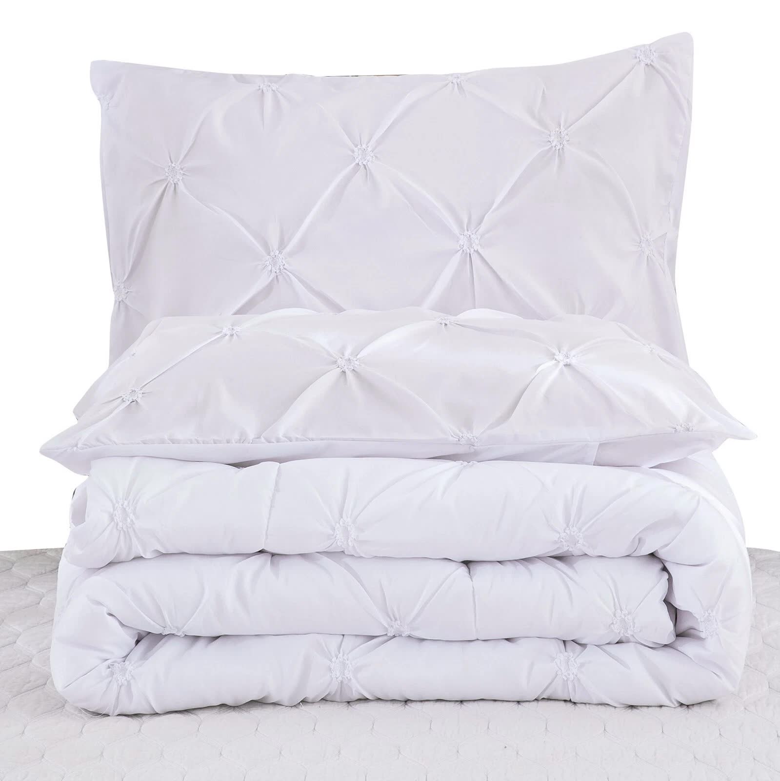 Minimal Mood white Comforter Collection – Modern 3-Piece Set with textured stitching on pillow and comforter for bedroom bedding