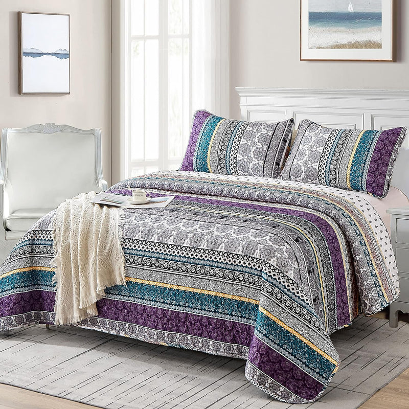Aesthetic Quilted Bedspread and Pillowcases Set: Unify Your Bedroom's Look - Queen size-2