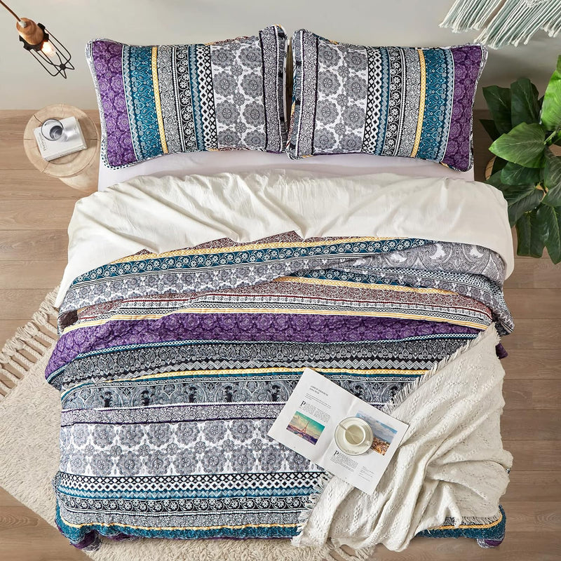 Aesthetic Quilted Bedspread and Pillowcases Set: Unify Your Bedroom's Look - Queen size-3
