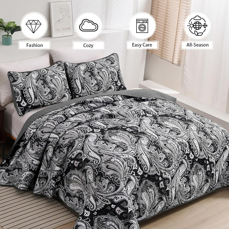 Artful Quilted Coverlet and Pillowcases Set: Beauty in Every Stitch - Queen size-3