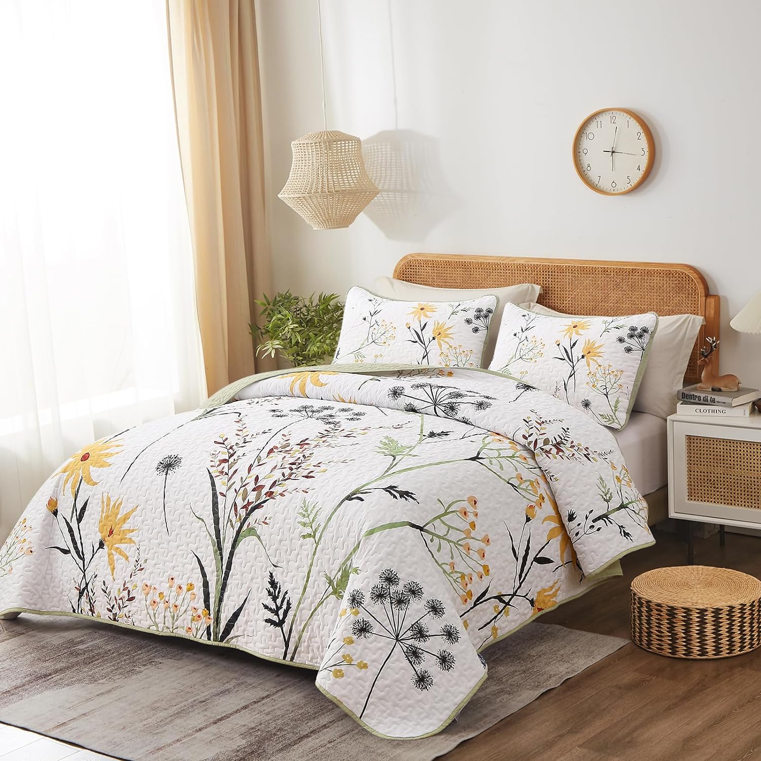 Decorative Quilted Coverlet and Pillowcases Set: Elevate Your Home Decor - Queen size with floral quilting on bedzy queen bed
