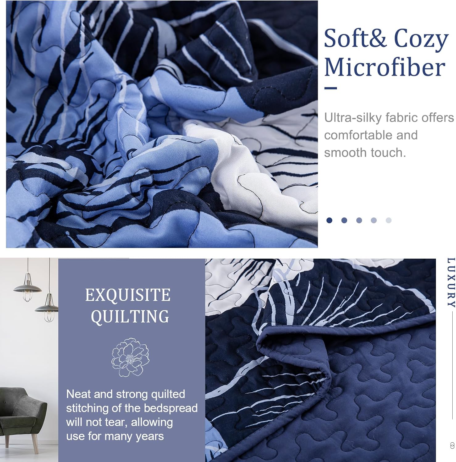 Lavish Quilted Coverlet and Pillowcases Set: Luxurious Comfort for Your Bed - Queen size-5